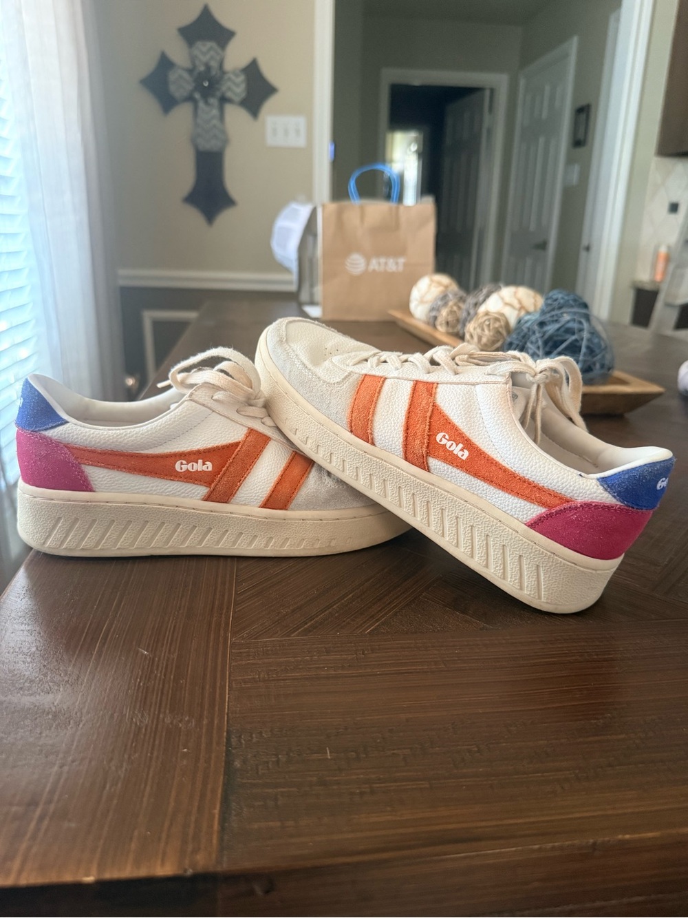 Gola Children's Cream Sneakers with Orange, Pink & Blue Accents!